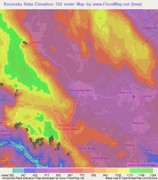 Kocevska Reka,Slovenia Elevation Map