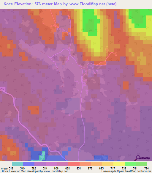 Koce,Slovenia Elevation Map