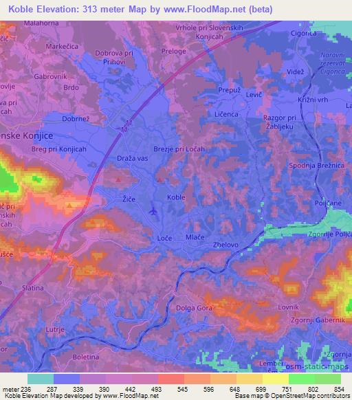 Koble,Slovenia Elevation Map