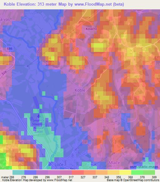 Koble,Slovenia Elevation Map