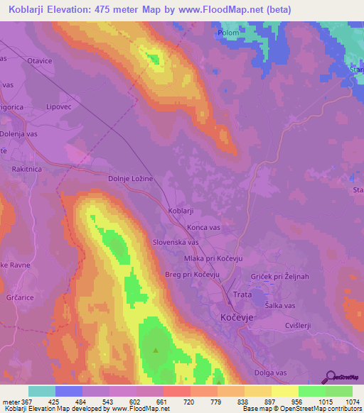 Koblarji,Slovenia Elevation Map