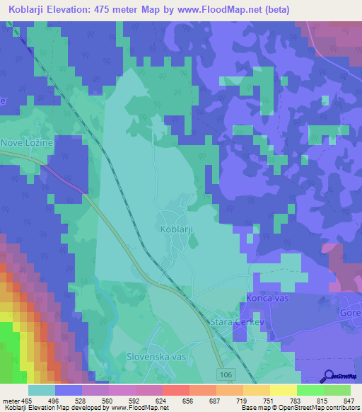 Koblarji,Slovenia Elevation Map