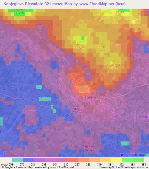 Kobjeglava,Slovenia Elevation Map