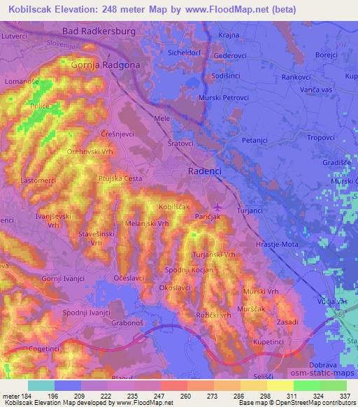 Kobilscak,Slovenia Elevation Map