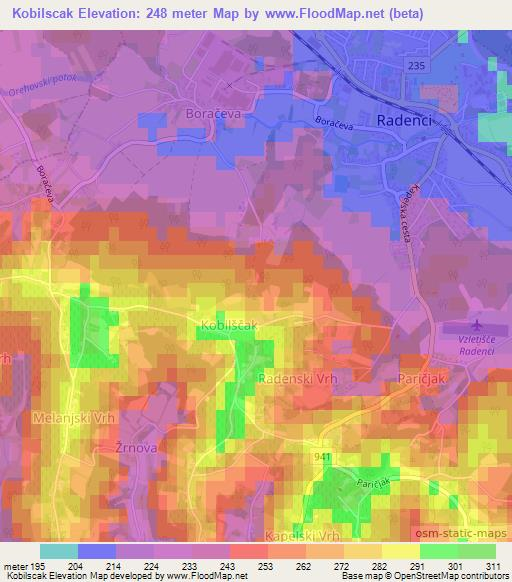 Kobilscak,Slovenia Elevation Map