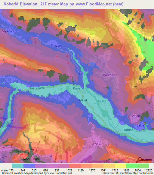 Kobarid,Slovenia Elevation Map