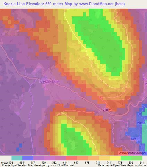 Knezja Lipa,Slovenia Elevation Map