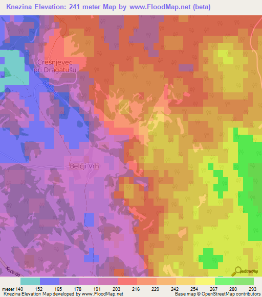 Knezina,Slovenia Elevation Map