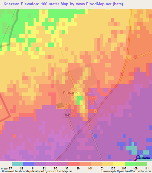 Knezevo,Croatia Elevation Map