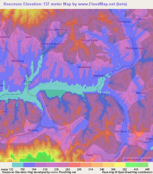 Knezevac,Croatia Elevation Map