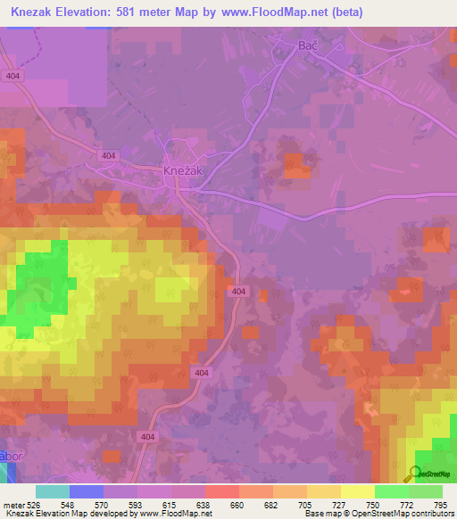 Knezak,Slovenia Elevation Map