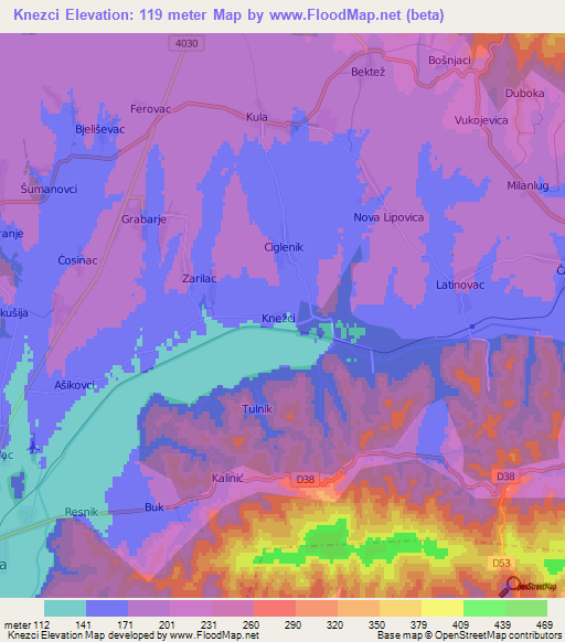 Knezci,Croatia Elevation Map