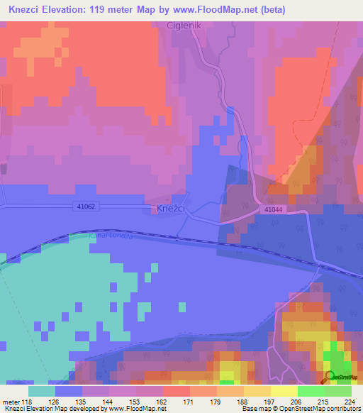 Knezci,Croatia Elevation Map