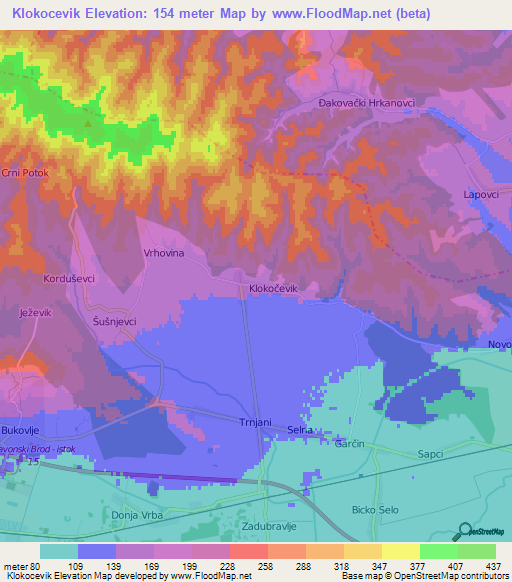 Klokocevik,Croatia Elevation Map