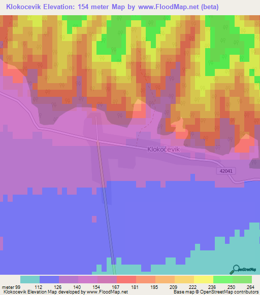 Klokocevik,Croatia Elevation Map