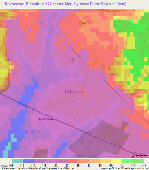 Klokocevac,Croatia Elevation Map