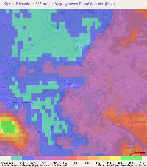 Klenik,Slovenia Elevation Map