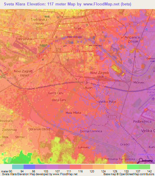 Sveta Klara,Croatia Elevation Map