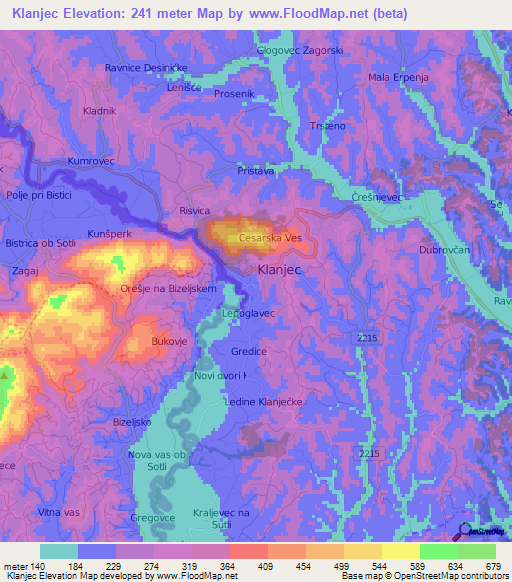 Klanjec,Croatia Elevation Map