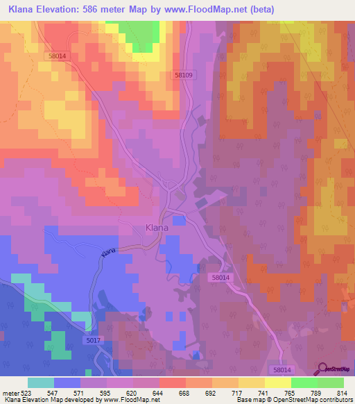 Klana,Croatia Elevation Map