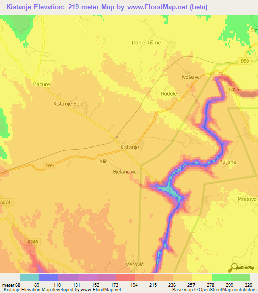 Kistanje,Croatia Elevation Map