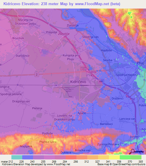 Kidricevo,Slovenia Elevation Map