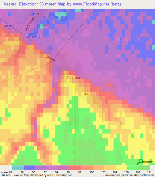 Kesinci,Croatia Elevation Map