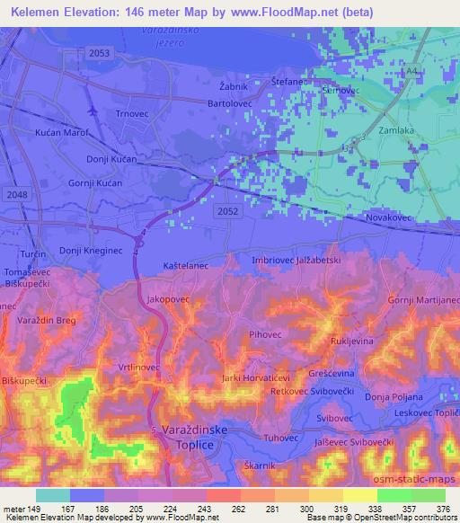 Kelemen,Croatia Elevation Map