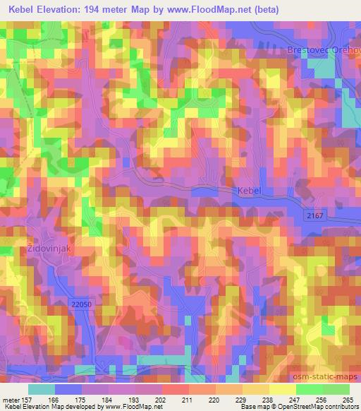 Kebel,Croatia Elevation Map