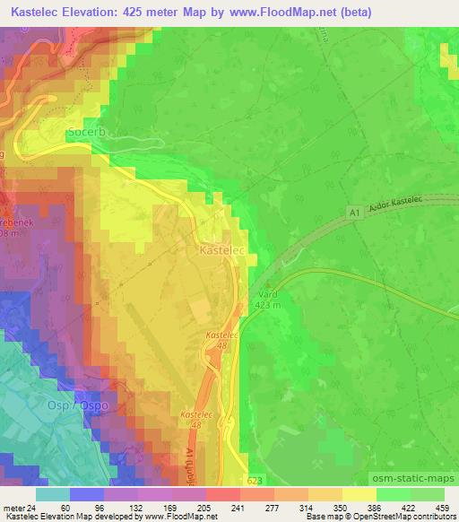 Kastelec,Slovenia Elevation Map