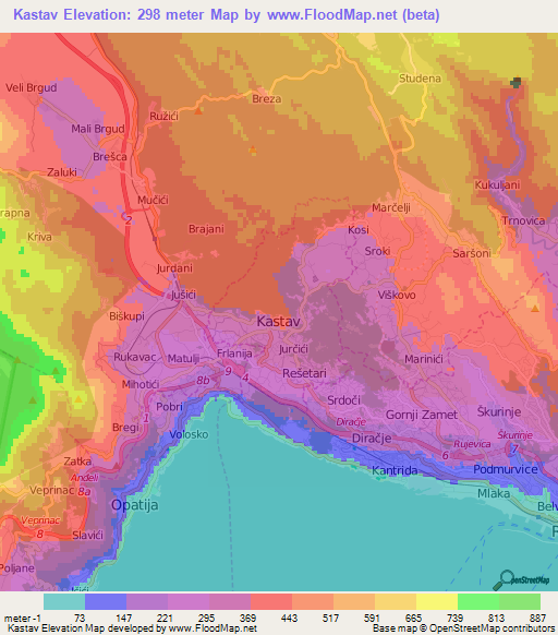 Kastav,Croatia Elevation Map