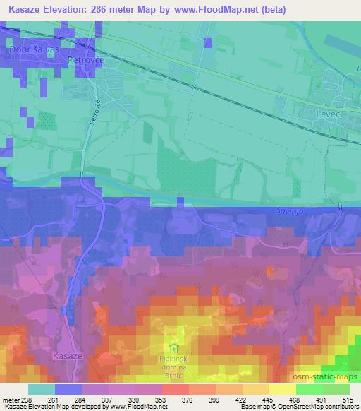 Kasaze,Slovenia Elevation Map