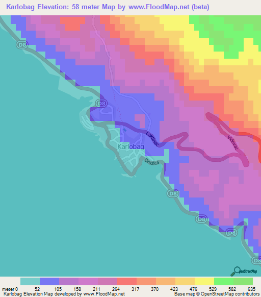 Karlobag,Croatia Elevation Map