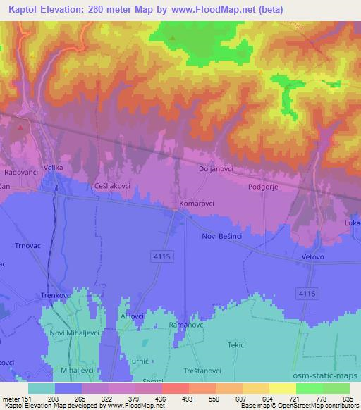 Kaptol,Croatia Elevation Map