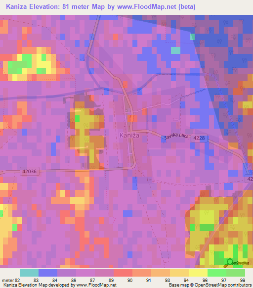 Kaniza,Croatia Elevation Map