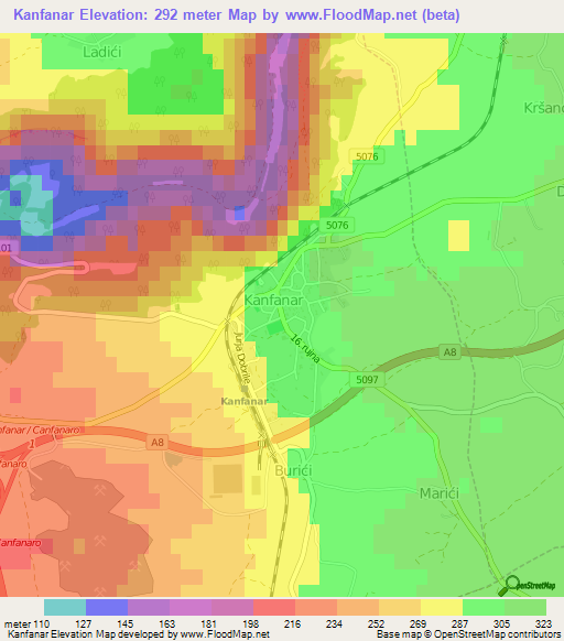 Kanfanar,Croatia Elevation Map