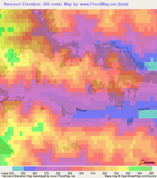 Kancevci,Slovenia Elevation Map