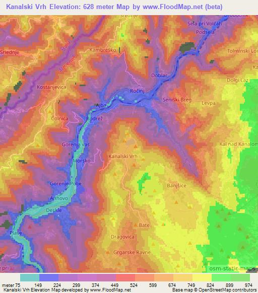 Kanalski Vrh,Slovenia Elevation Map