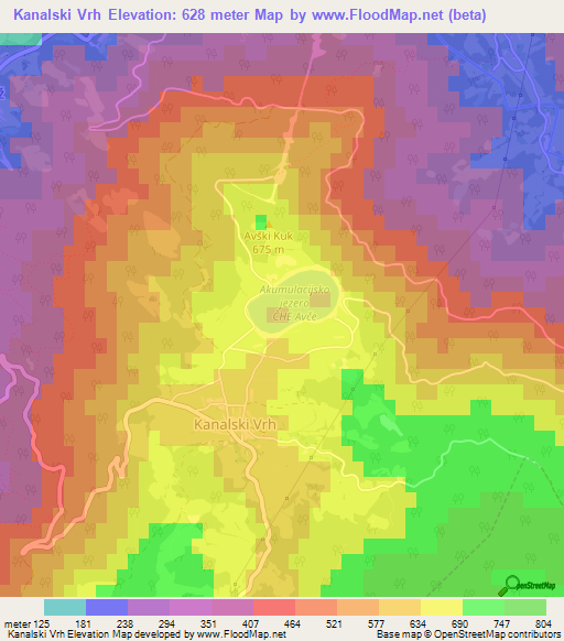 Kanalski Vrh,Slovenia Elevation Map