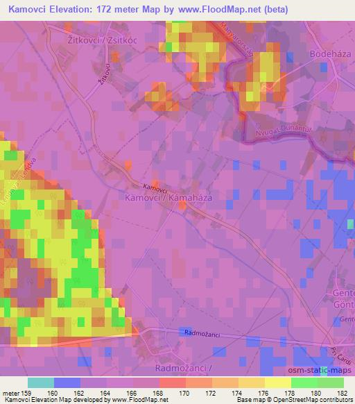 Kamovci,Slovenia Elevation Map