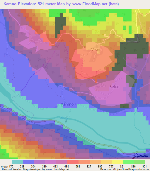 Kamno,Slovenia Elevation Map