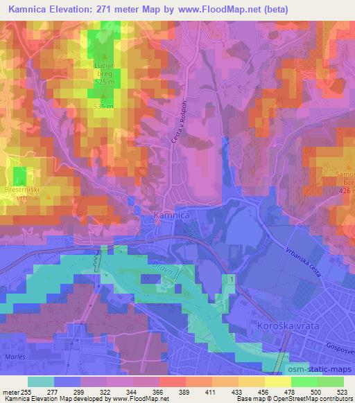 Kamnica,Slovenia Elevation Map