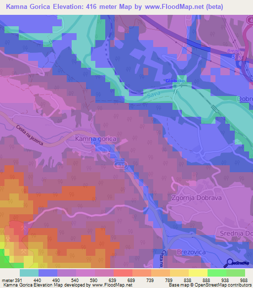 Kamna Gorica,Slovenia Elevation Map