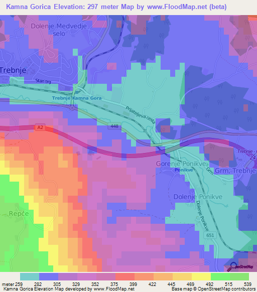 Kamna Gorica,Slovenia Elevation Map