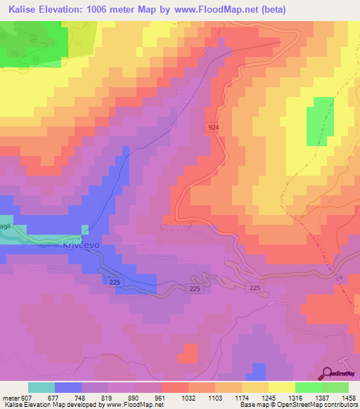 Kalise,Slovenia Elevation Map