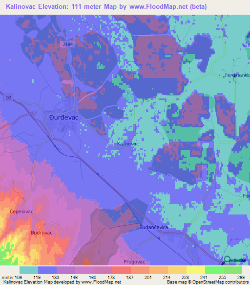 Kalinovac,Croatia Elevation Map