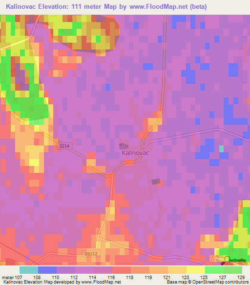 Kalinovac,Croatia Elevation Map