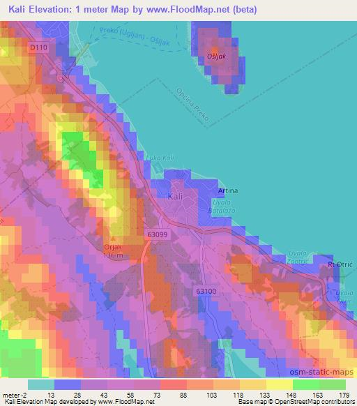 Kali,Croatia Elevation Map