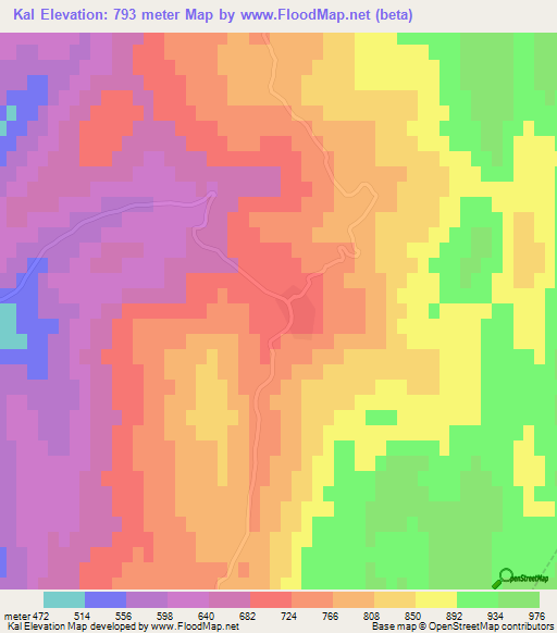 Kal,Slovenia Elevation Map