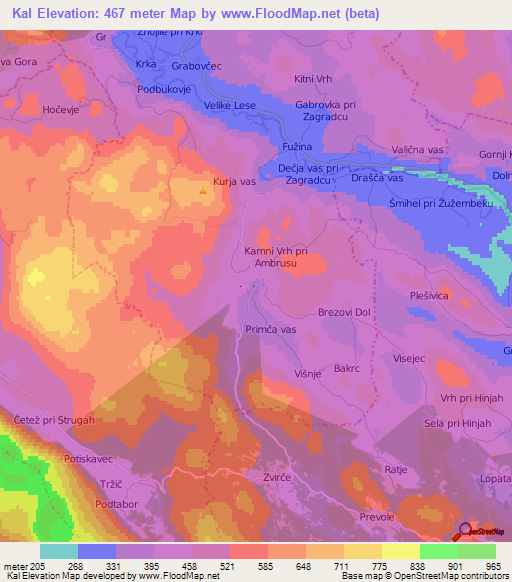 Kal,Slovenia Elevation Map